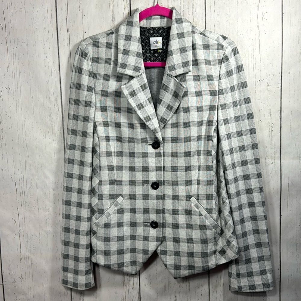 Cabi Gray Gingham Check Blazer Preppy Tailored Business Casual Jacket Workwear - Picture 1 of 16